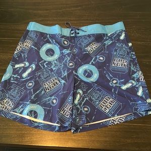 Men’s Bud Light Board Shorts Bathing Suit With Mesh Liner and Pockets Size 2XL